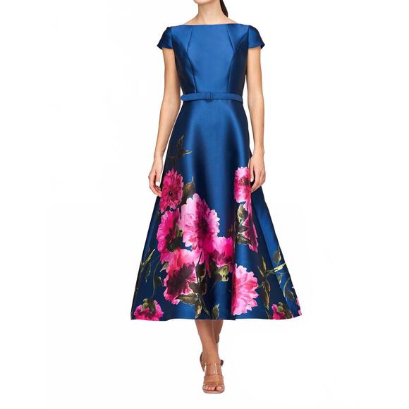 KAY UNGER Dresses & Skirts - NEW KAY UNGER ina tea length dress in dark ink/french rose